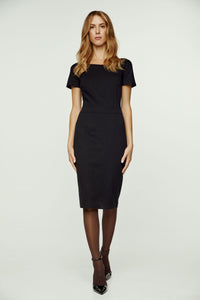 Fitted Black Cap Sleeve Dress Punto