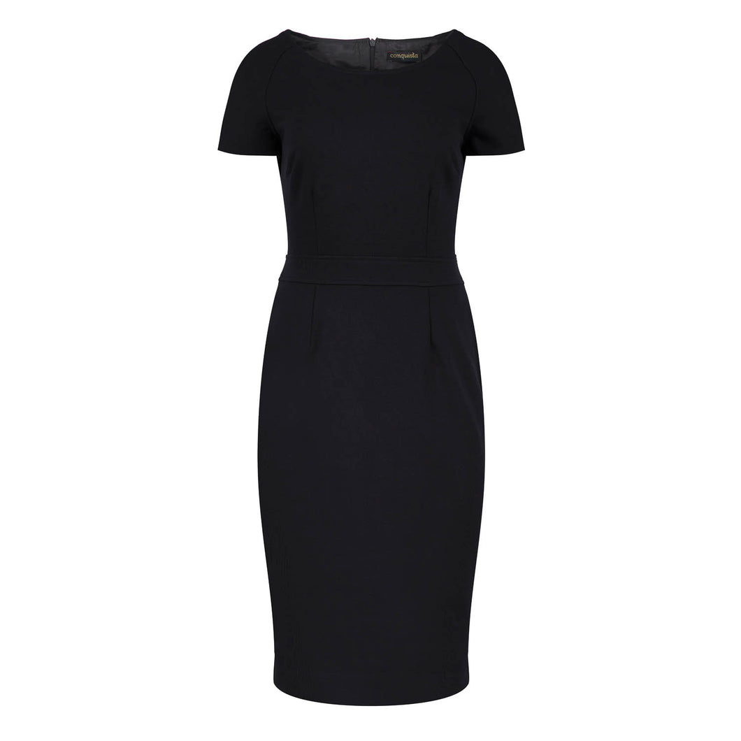Fitted Black Cap Sleeve Dress Punto