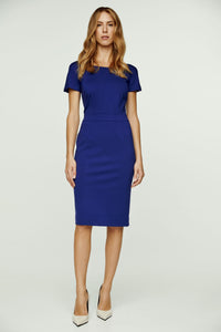 Fitted Electric Blue Cap Sleeve Dress Punto