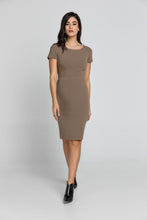 Load image into Gallery viewer, Fitted Taupe Cap Sleeve Dress Conquista Fashion