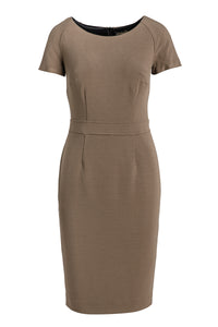 Fitted Taupe Cap Sleeve Dress Conquista Fashion