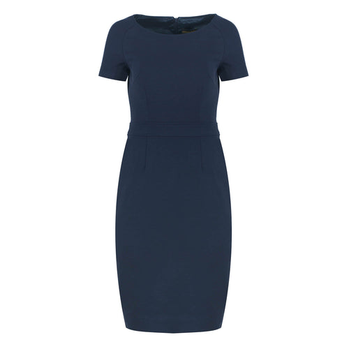 Fitted Navy Blue Cap Sleeve Dress Punto