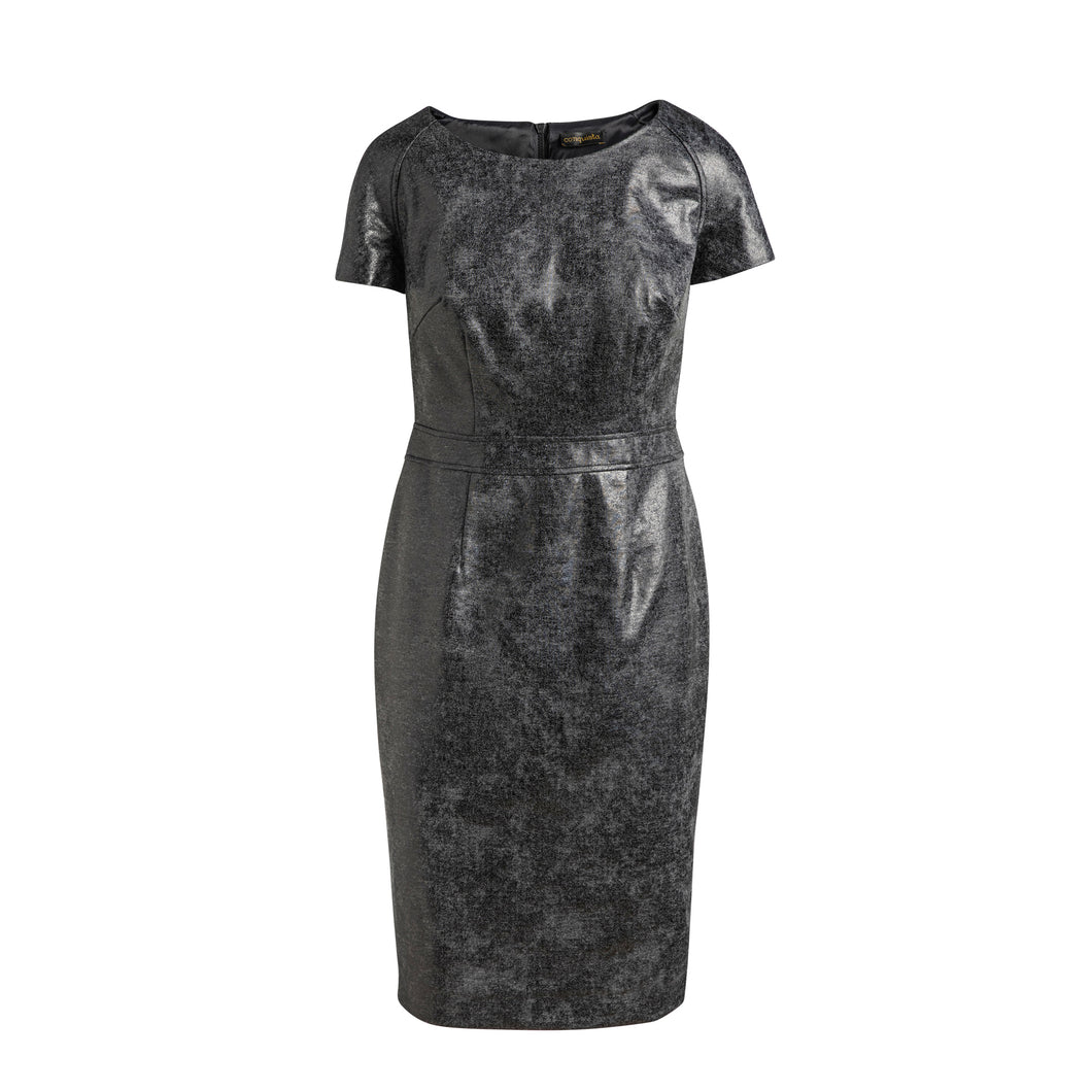 Grey Leather Effect Fitted Dress