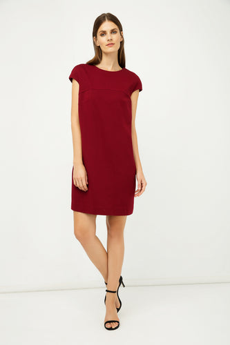 Burgundy Sack Dress with Cap Sleeves