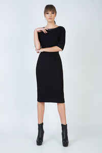 Elbow Sleeve Straight Fitted Dress