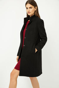 Black Coat with Button Detail
