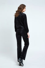 Load image into Gallery viewer, Crushed Velvet Straight Leg Pants with Elasticated Waistband by Conquista Fashion