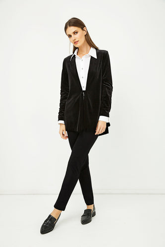 Velvet Cardigan with Ties in Black