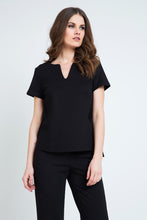 Load image into Gallery viewer, Black Short Sleeve V Neck Top
