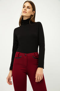 Black Jersey Polo Neck  Top
