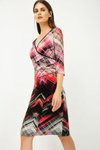 Load image into Gallery viewer, Print Jersey Faux Wrap Dress in Red