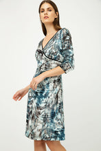 Load image into Gallery viewer, Print Jersey Faux Wrap Dress in Dark Navy