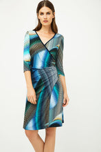 Load image into Gallery viewer, Print Jersey Faux Wrap Dress in Petrol