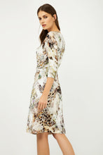 Load image into Gallery viewer, Print Jersey Faux Wrap Dress in Beige