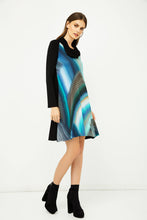 Load image into Gallery viewer, A Line Print Dress with Turtle Neck in Petrol