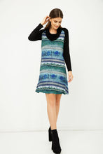 Load image into Gallery viewer, A Line Print Dress with Turtle Neck in Black