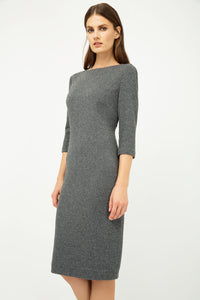 Grey Fitted Knit Dress