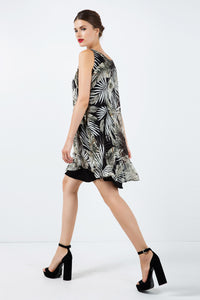 Sleeveless Print Chiffon Dress with Layers