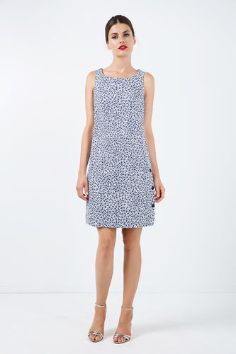 Sleeveless Floral A Line Dress with Button Detail