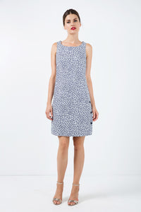 Sleeveless Floral A Line Dress with Button Detail