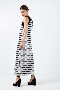 Sleeveless Print Maxi Dress with Side Slits
