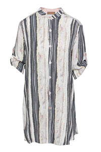 Long Summer Shirt in Print Striped Fabric