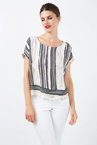 Loose Fitting Sleeveless Striped Top