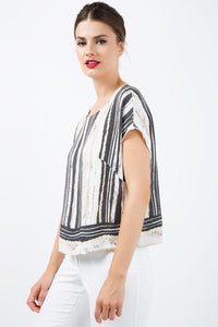 Loose Fitting Sleeveless Striped Top