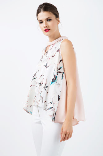 Sleeveless Print Satin Top