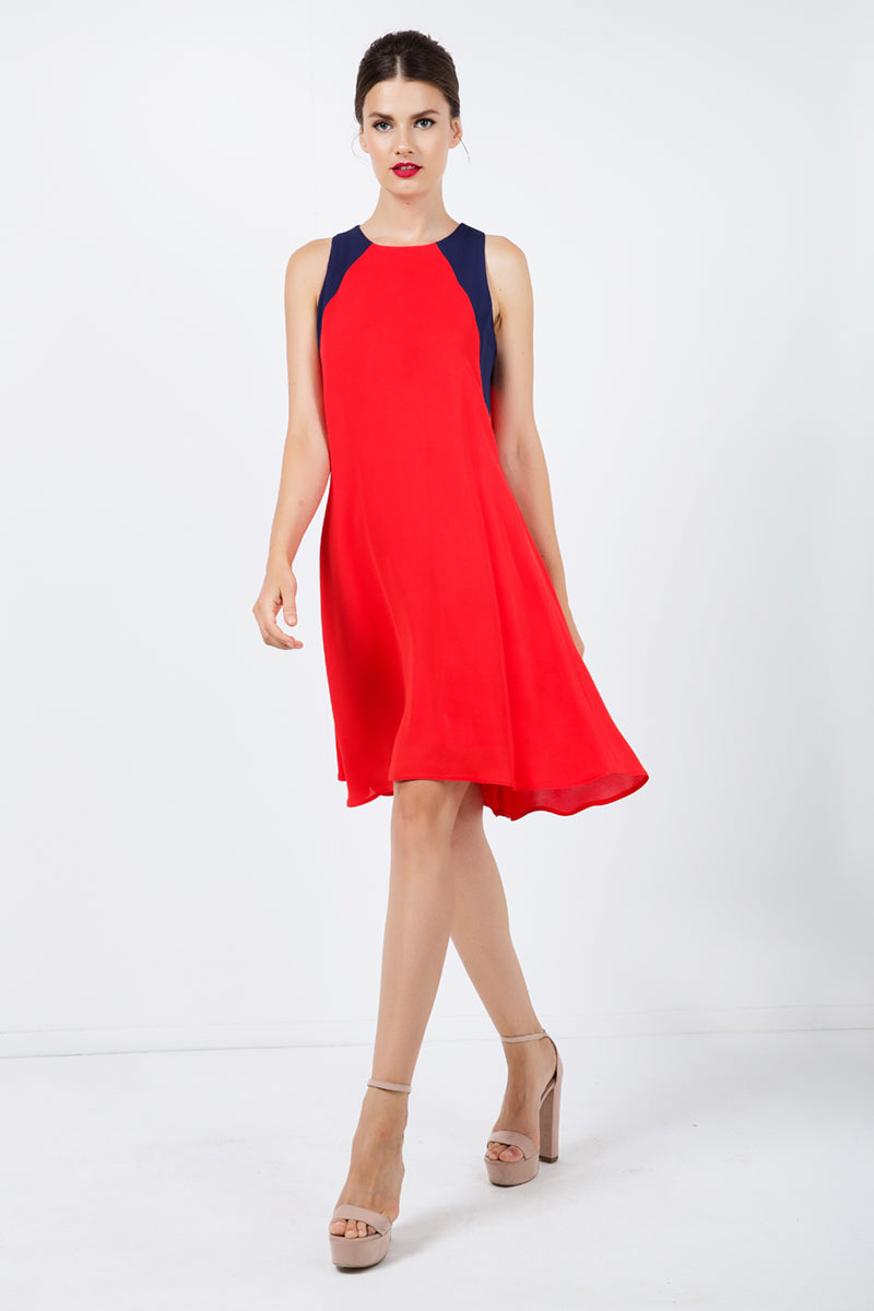 Sleeveless A Line Red Dress