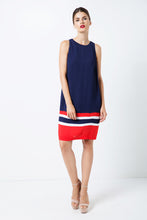 Load image into Gallery viewer, Sleeveless Blue Dress with Multicolour Panel Detail