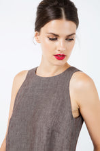 Load image into Gallery viewer, Sleeveless Brown Linen Sack Dress