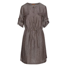 Load image into Gallery viewer, Straight Brown Linen Dress with Belt Detail