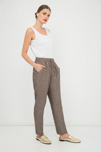 Long Linen Pants with Tie Detail