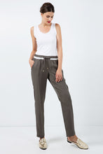 Load image into Gallery viewer, Long Khaki Pants with Cream Panel