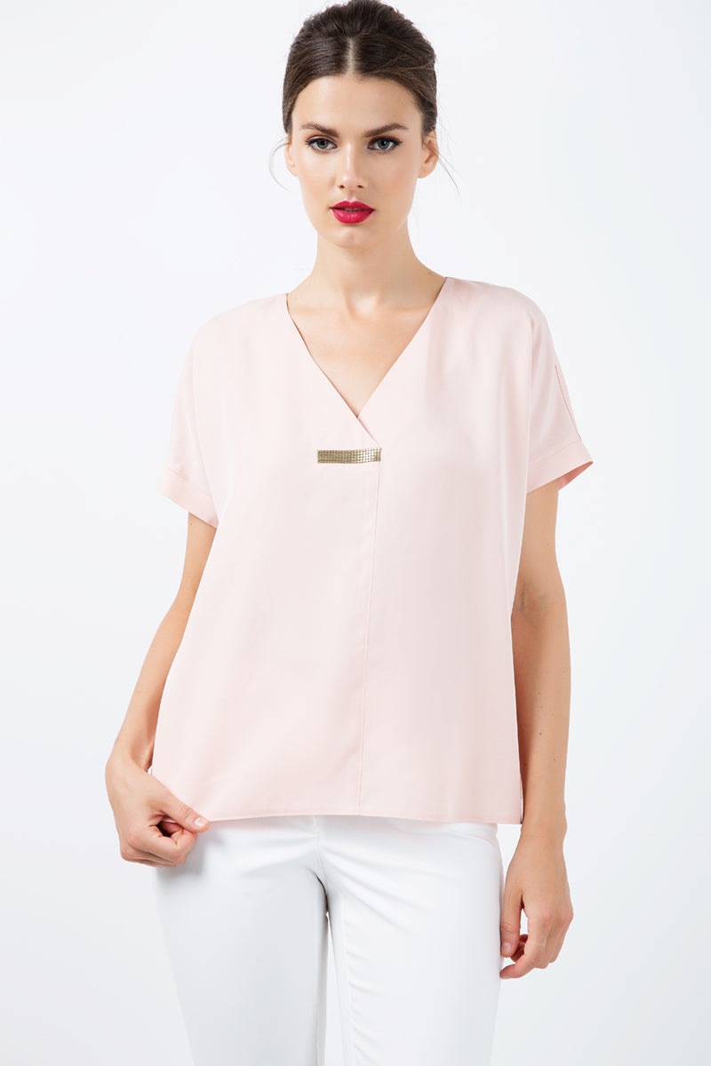Short Sleeve top with V Neck Detail