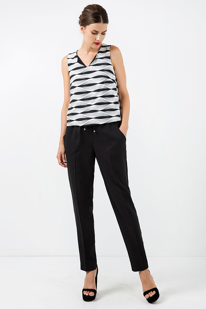 Long Black Pants with Tie Detail
