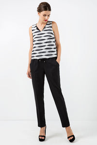 Long Black Pants with Tie Detail