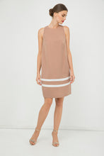 Load image into Gallery viewer, Solid Colour Sleeveless Dress with White Stripe Detail