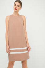 Load image into Gallery viewer, Solid Colour Sleeveless Dress with White Stripe Detail
