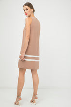 Load image into Gallery viewer, Solid Colour Sleeveless Dress with White Stripe Detail