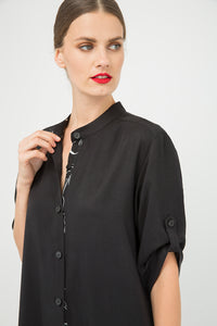 Long Black Shirt with Print Detail
