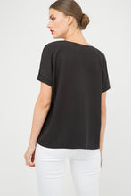 Load image into Gallery viewer, Black V Neck Top with Motif