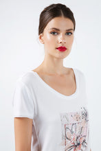 Load image into Gallery viewer, Short Sleeve Top with Multicoloured Print Detail