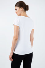 Load image into Gallery viewer, Short Sleeve White Top with Multicoloured Print