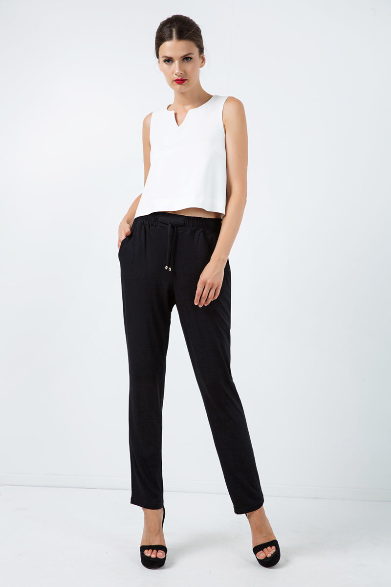 Long Jersey Pants with Tie Detail