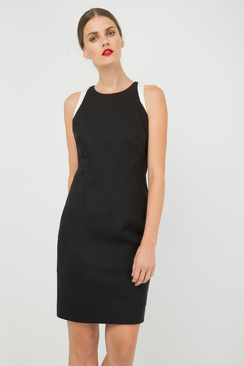 Black Sleeveless dress with Contrast Detail