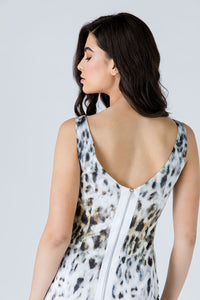 Animal Print Zip Detail Dress
