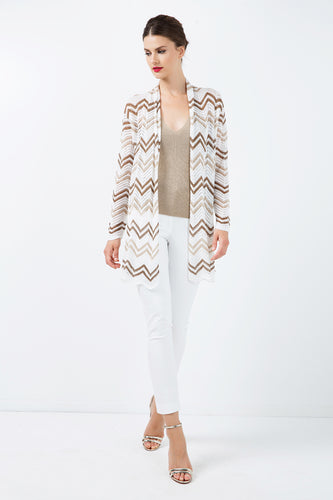 Zig Zag Open Front  Cardigan