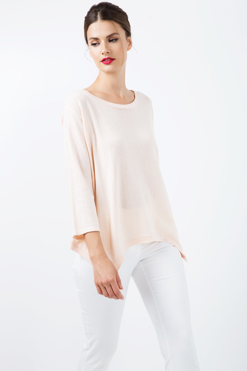 Knit Cotton Top with an Uneven Hemline